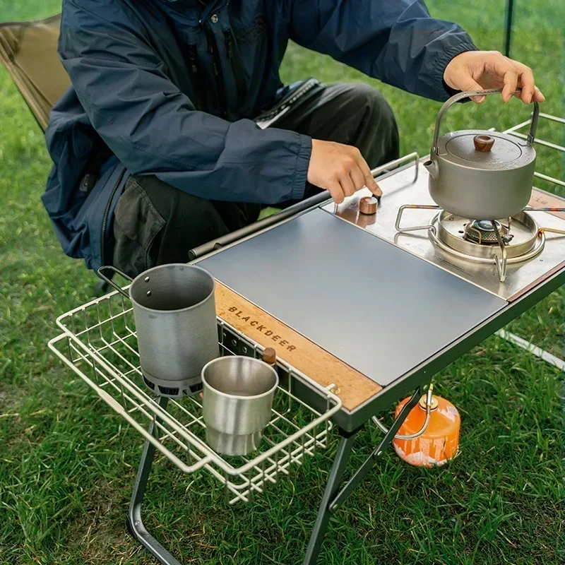 BLACKDEER IGT Camping Table Folding IGT Table Mini 2.0 Aluminum Alloy Multifunctional Portable Grill Wood Table Outdoor Picnic