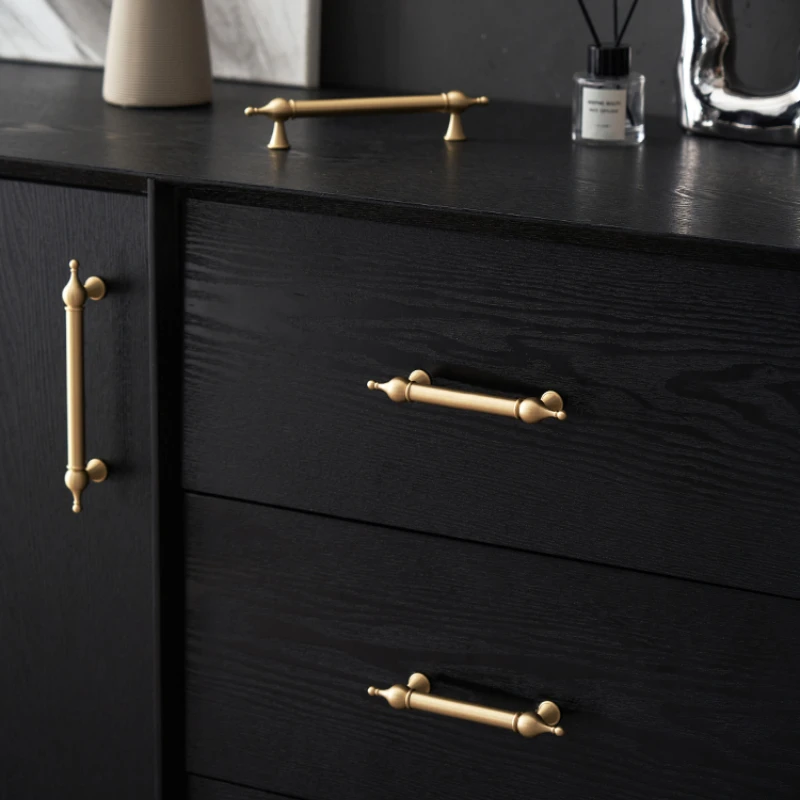 Tinyhob Gold Unique Design Solid Brass Furniture Handles Kitchen Cupboard Door Pulls T bar Cabinet Hardware Drawer