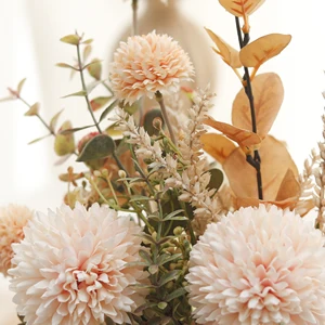 الزهور الاصطناعية الشمبانيا الهندباء الكرة الشائكة باقة ديكور المنزل الزفاف عيد الميلاد الزهور الترتيب نبات القمح سبايك أفضل 12 ترتيبات بيع مع آذان القمح - رقم 3