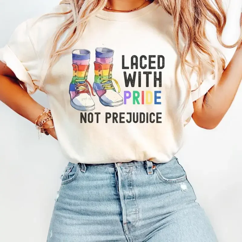 Pride And Prejudice T Shirt Month Lgbtq Human Rights Laced With Love Social Justice Rainbow