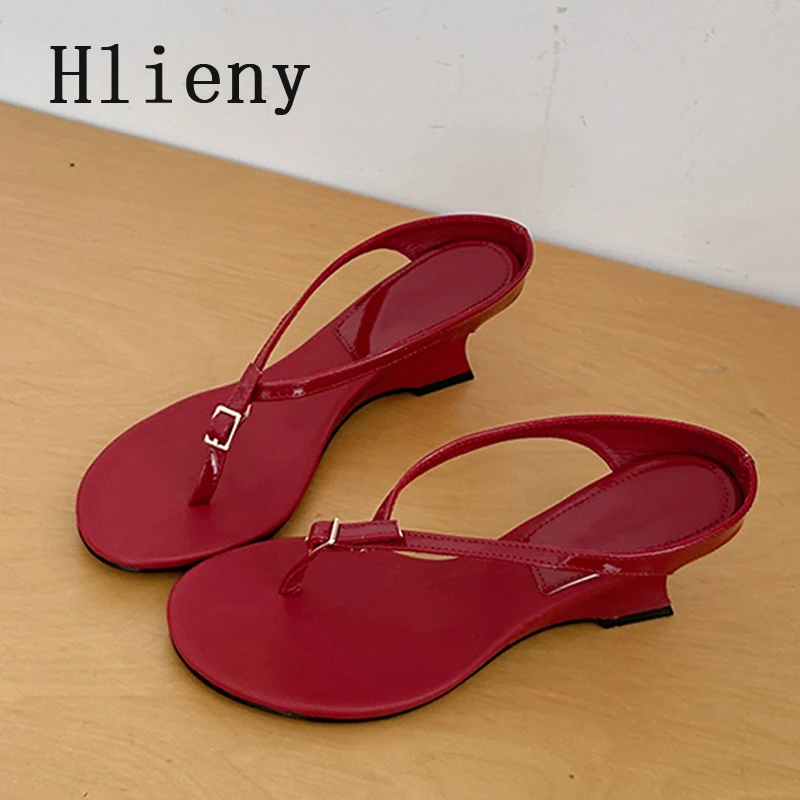

Новые модные женские шлепанцы-сабо на танкетке Hlieny, летние повседневные сандалии на высоком каблуке для улицы, женские туфли-мюли