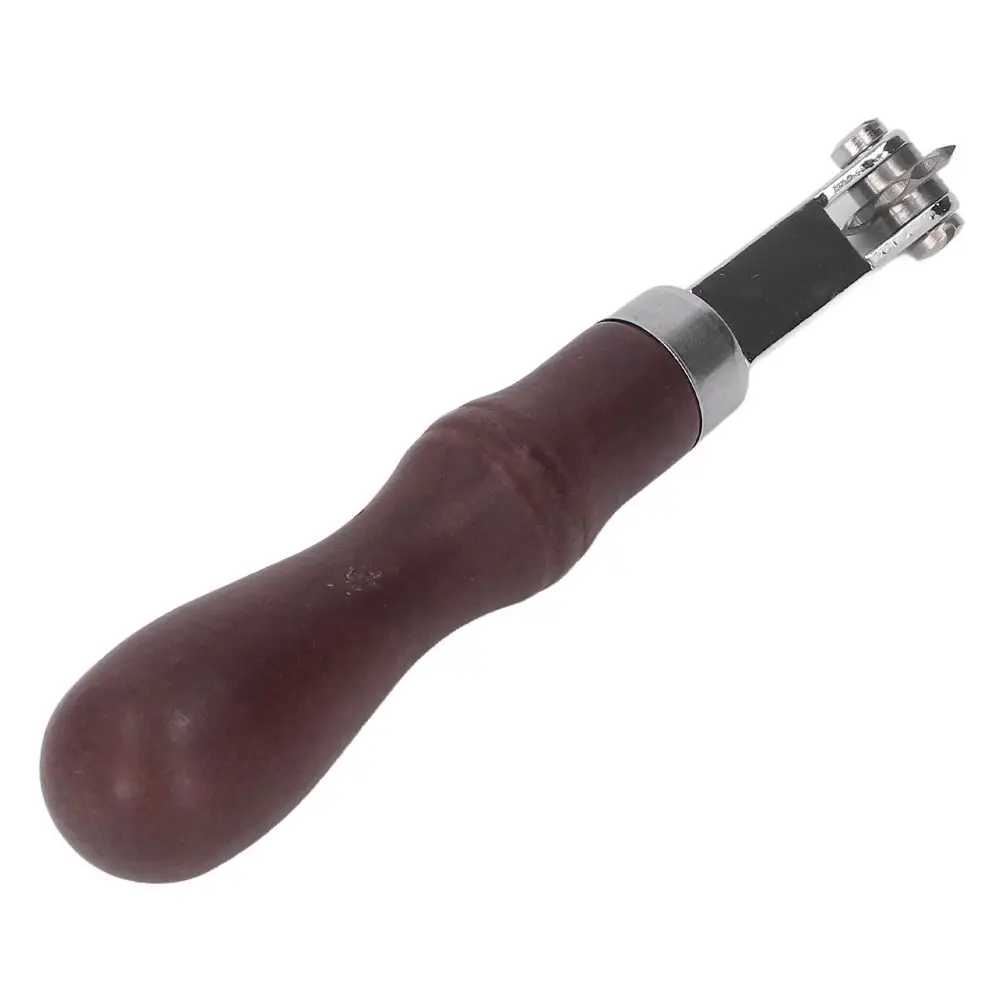 

Набор из 4 инструментов для работы с кожей: колесико-разделитель, колесико для тиснения, колесико-маркер для швов, с деревянными ручками