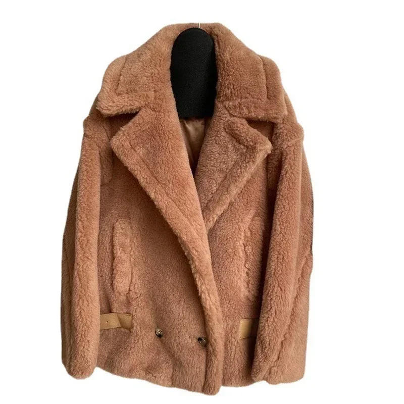 Women Jacket Teddy Bear Coat Winter Short Coat Female Autumn New Fashion Casual Camel Double Breasted High-end Keep Warm Coat