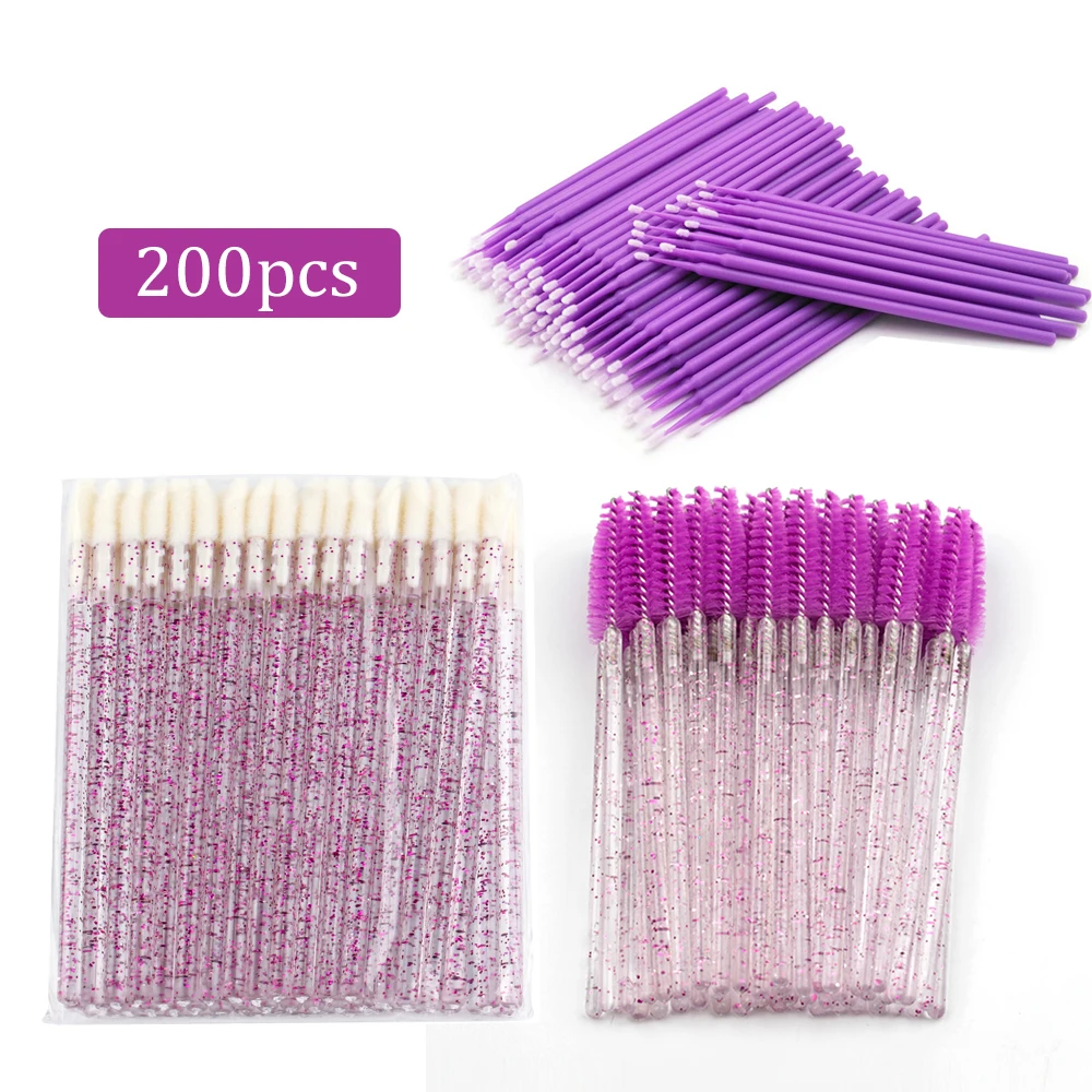 YSDO 200 Pcs Makeup Brushes Tools Set Eyelash Lip Micro brushes Mascara Wands Applicator Eyelash CottonSwab Clean Tools Set