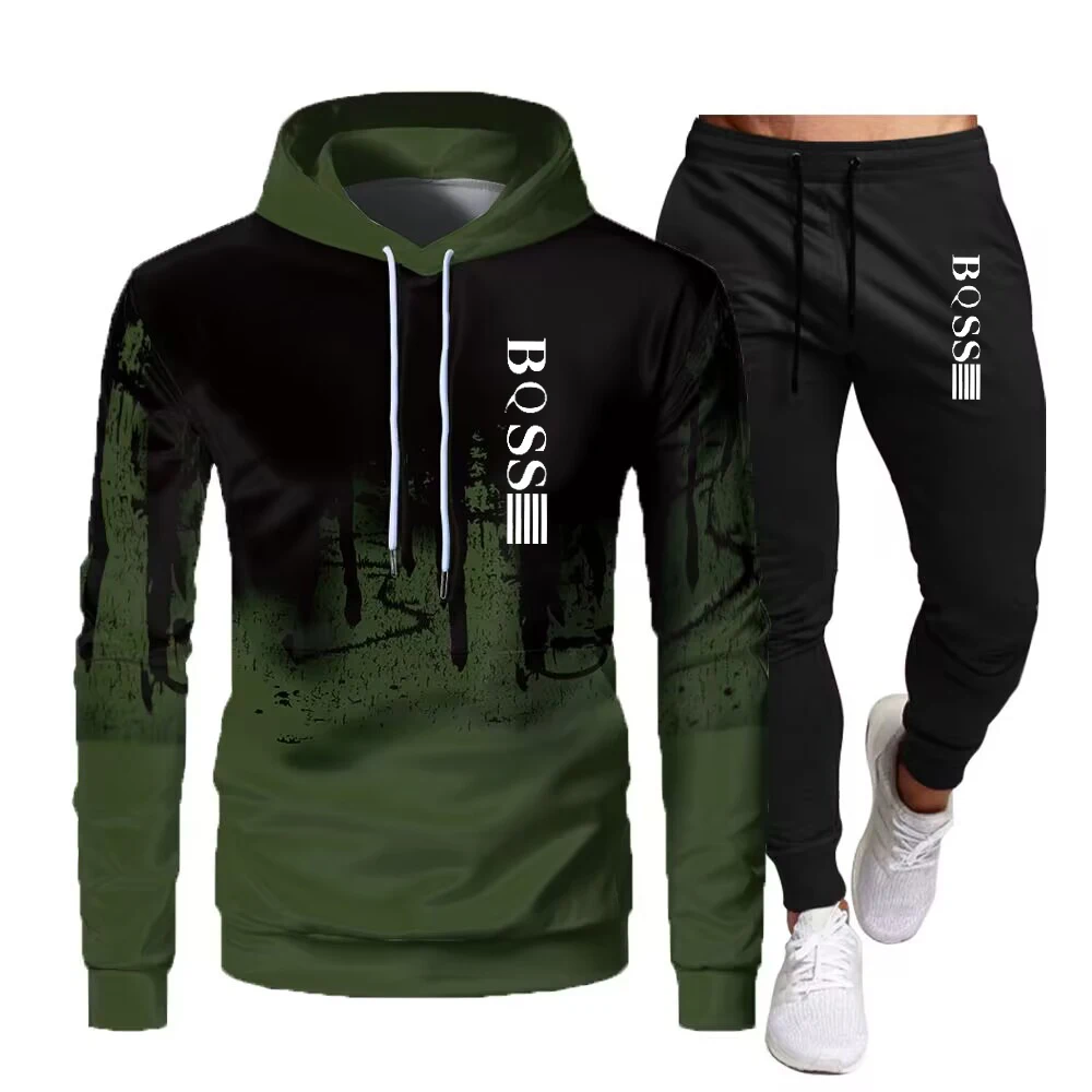 The new 2024 men\'s sport suit comes with a hat and sweatpants, fitness clothes, and casual and entertainment trendsetters