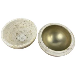 1pcs Wholesale Sphere Marble Incense Holder Natural Travertine Incense Burner with Stainless Steel Bowl
