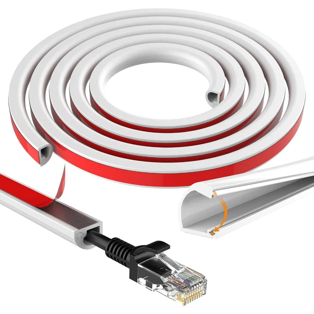 39" Silicone TV Cord Hider, Self-Adhesive Wire Concealer for Wall-Mounted TVs, Cable Management System, White, 1m