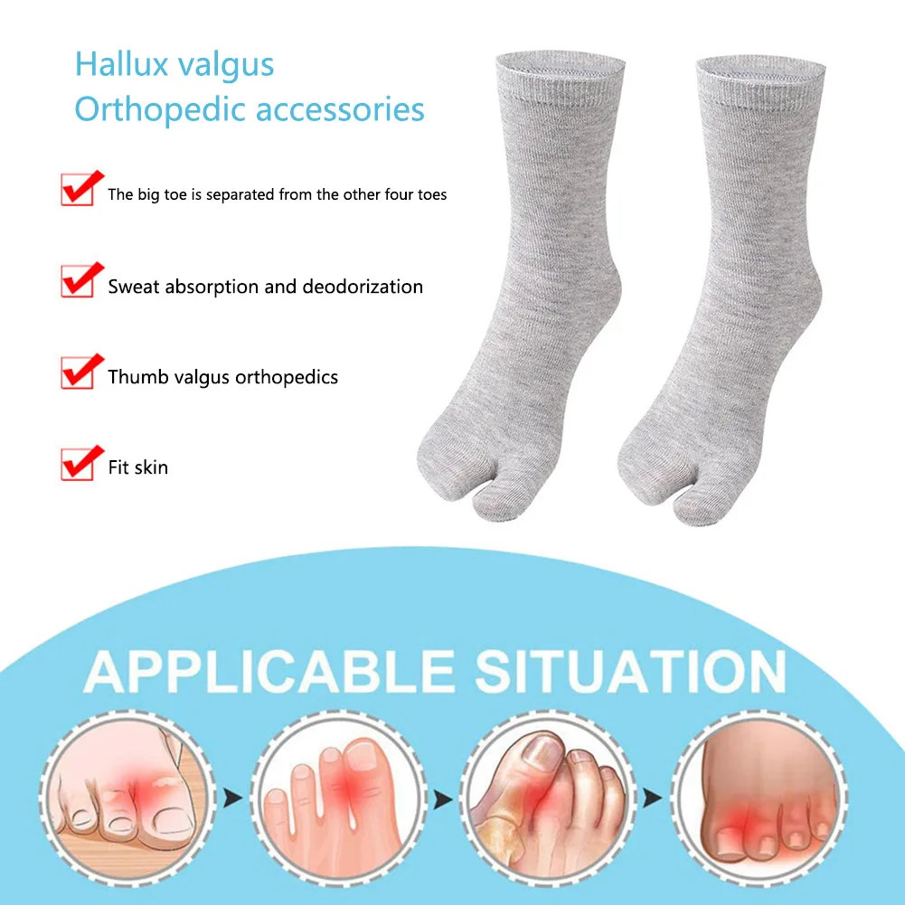 Kaus Kaki Dua Jari Terpisah Uniseks Kaus Kaki Pemisah Jari Kaki Dapat Dicuci Kaus Kaki Dua Jari Berkeringat Aksesori Alat Hallux Valgus Penghilang Bau