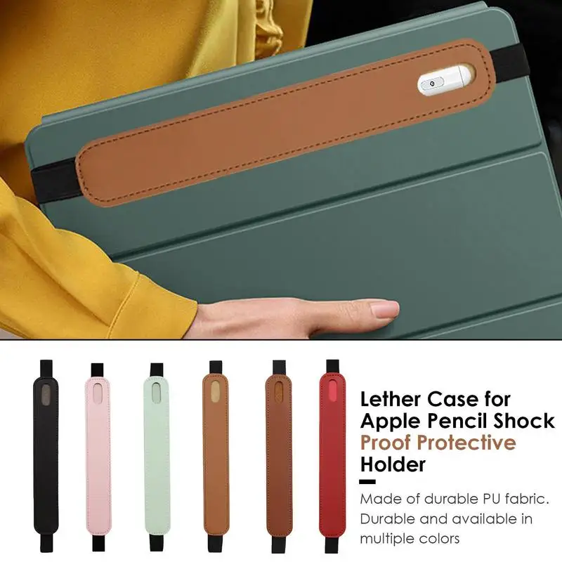 PU Leather Elastic Band Stylus Pen Sleeve Pouch forApple Pencil Case Anti-Lost Attached Protector Bag for IPadIPencil 1 2