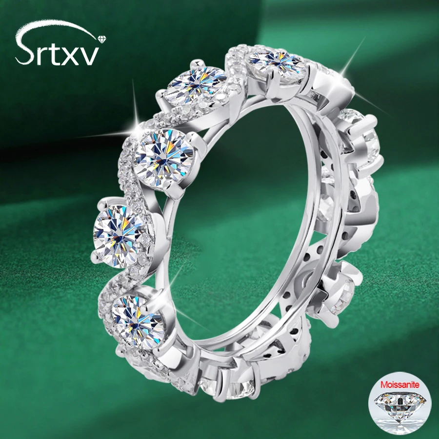 

White Gold 4mm 100% Moissanite Engagement Ring for Women S925 Sterling Silver Sparkling Lab Diamond Promise Wedding Band Jewelry