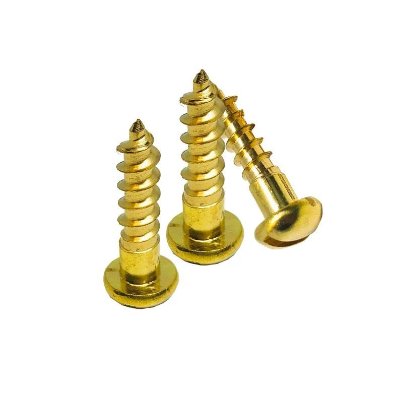 20/50/100pcs Brass Slotted Pan Head Screw Pure Brass Self Tapping Round Head Wood Screws M1.6 M2 M2.5 M3 M3.5 M4 M5 M6