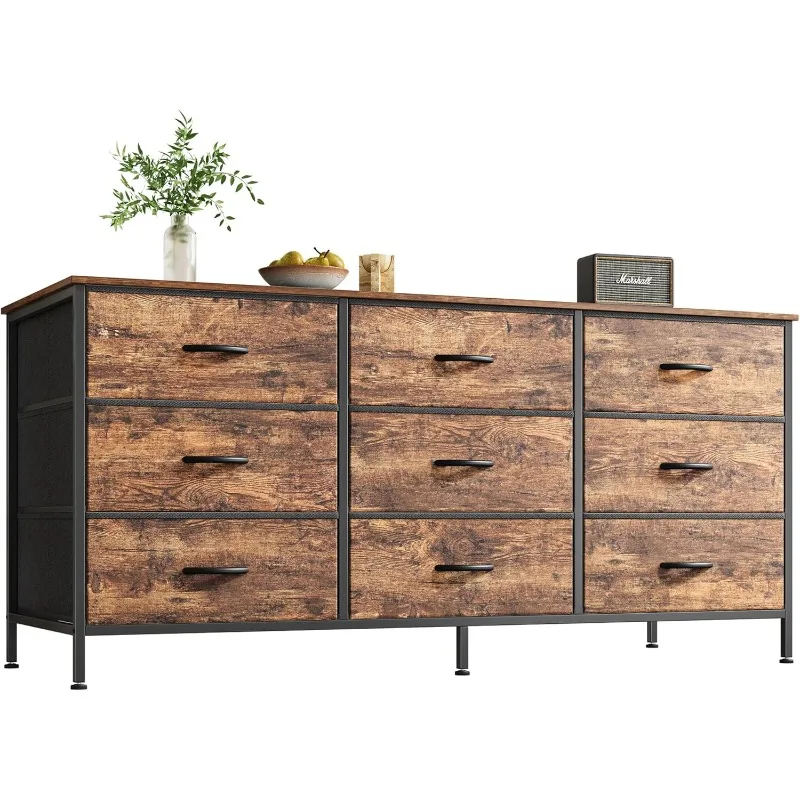 

9 Drawer Dresser, 47 Inch Dresser TV Stand for 50, 55 Inch TV, Entertainment Center with Drawers, Fabric Dresser Chest