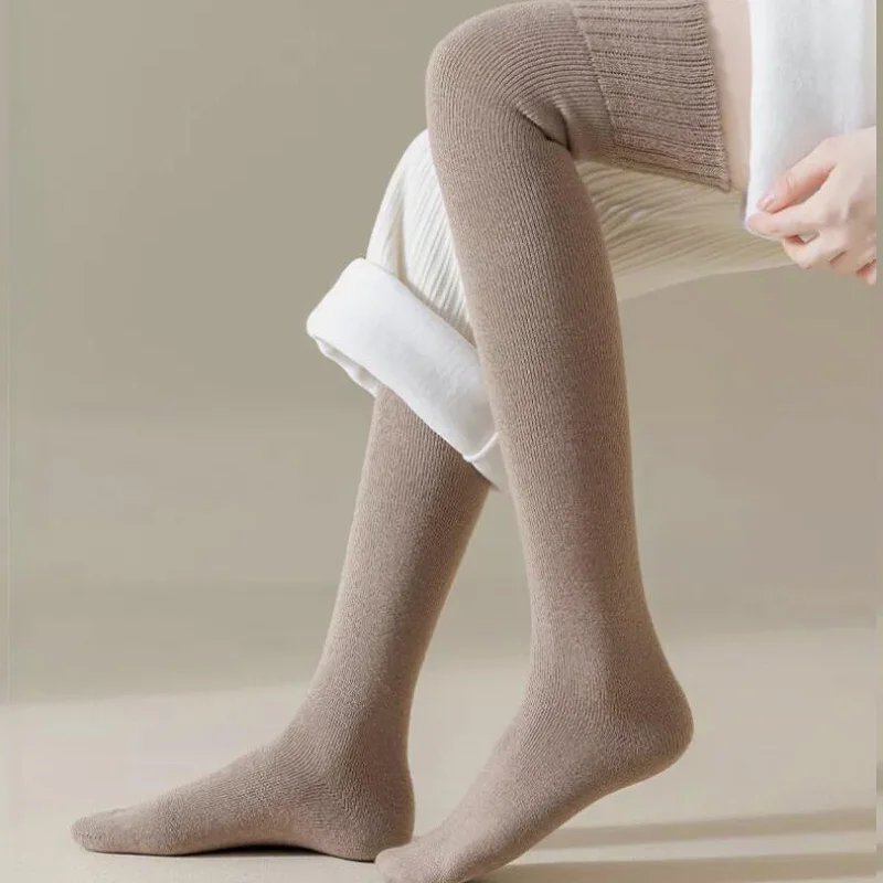 80cm Winter Warm Long Socks Thick High Tube Over Knee Knee-Length Hosiery Socks Terry Solid Color Women Thicken Calf Socking