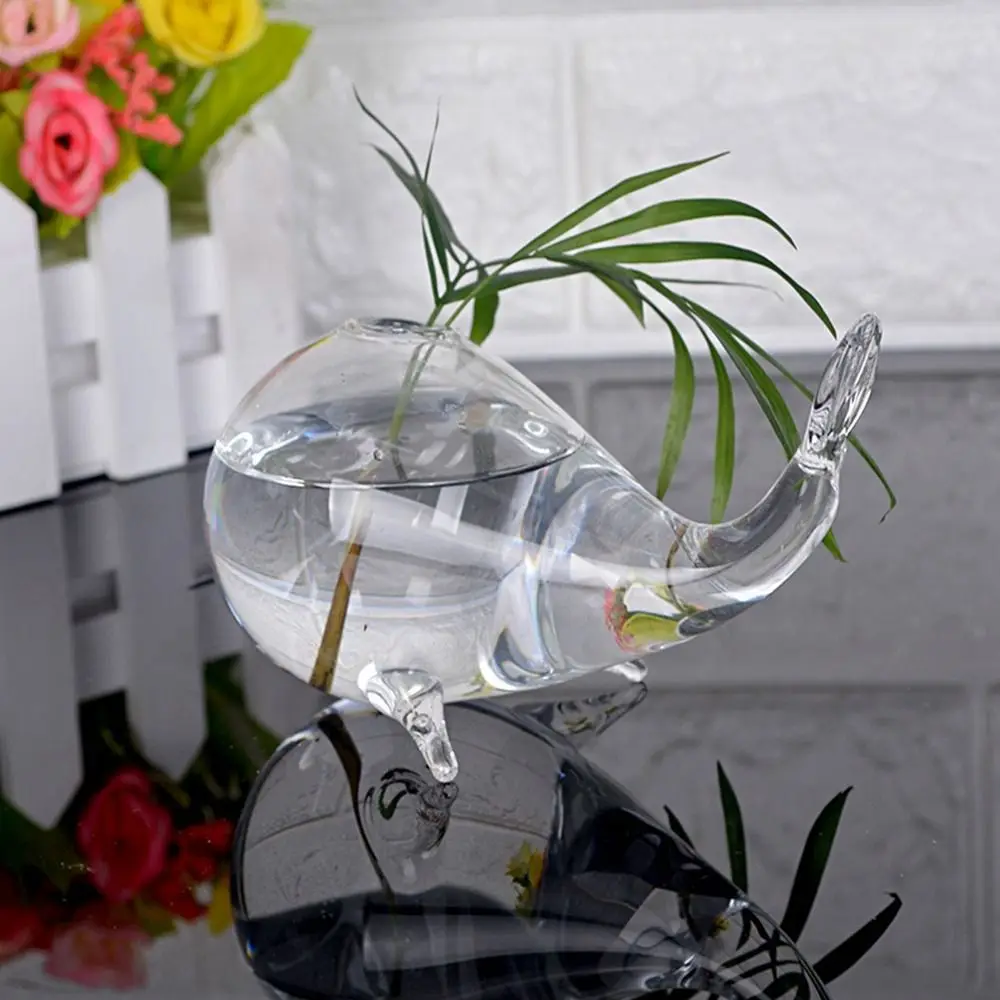 Fashion DIY Whale Glass Vase Whale Style Glass Craft Hydroponics Plant Flowerpot Cute Transparent Glass Vase Living Room