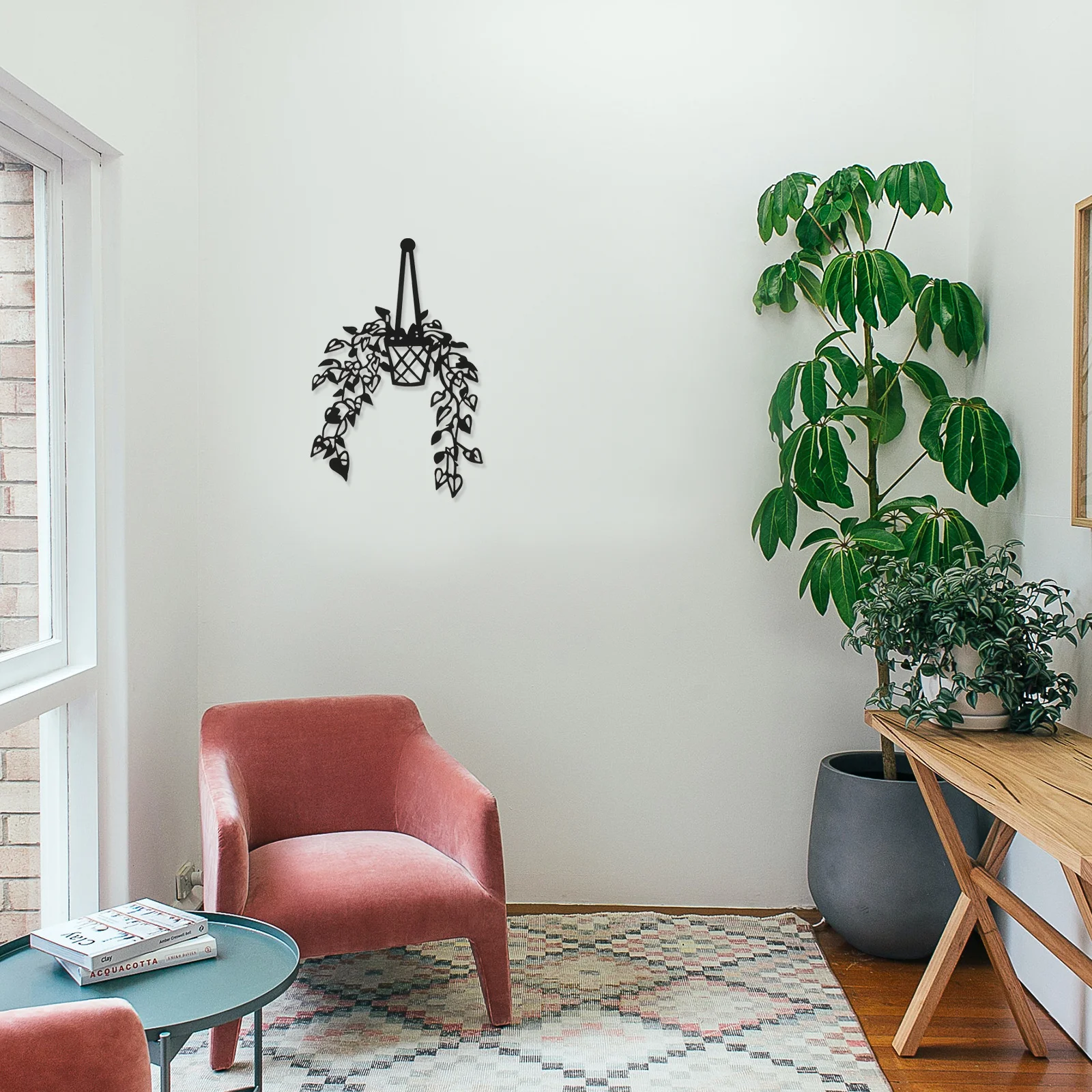 

Metal Wall Decor Iron Flowerpot Artistic Wrought Iron Flower Wall Art for Living Room Garden Decoration Floral Decor