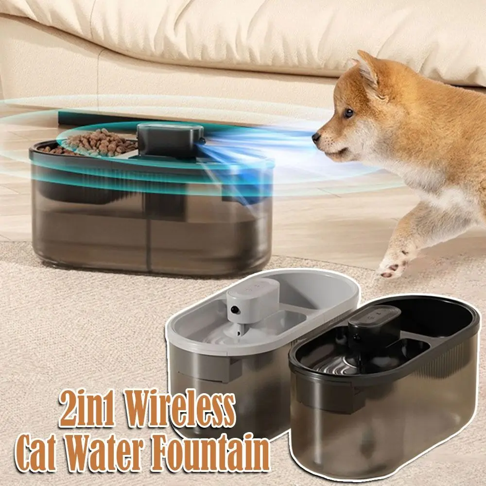 

2in1 Cat Water Fountain Wireless Anti-Dry Burning Pet Automatic Feeder Circulation Filtration Recirculate Filtering
