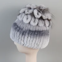 Russia Hot 100% Genuine  ladies elegant princess beanies Hats Winter Real Fur Hat Women Good Elastic Knitted Rex Rabbit Fur Caps - Image 4