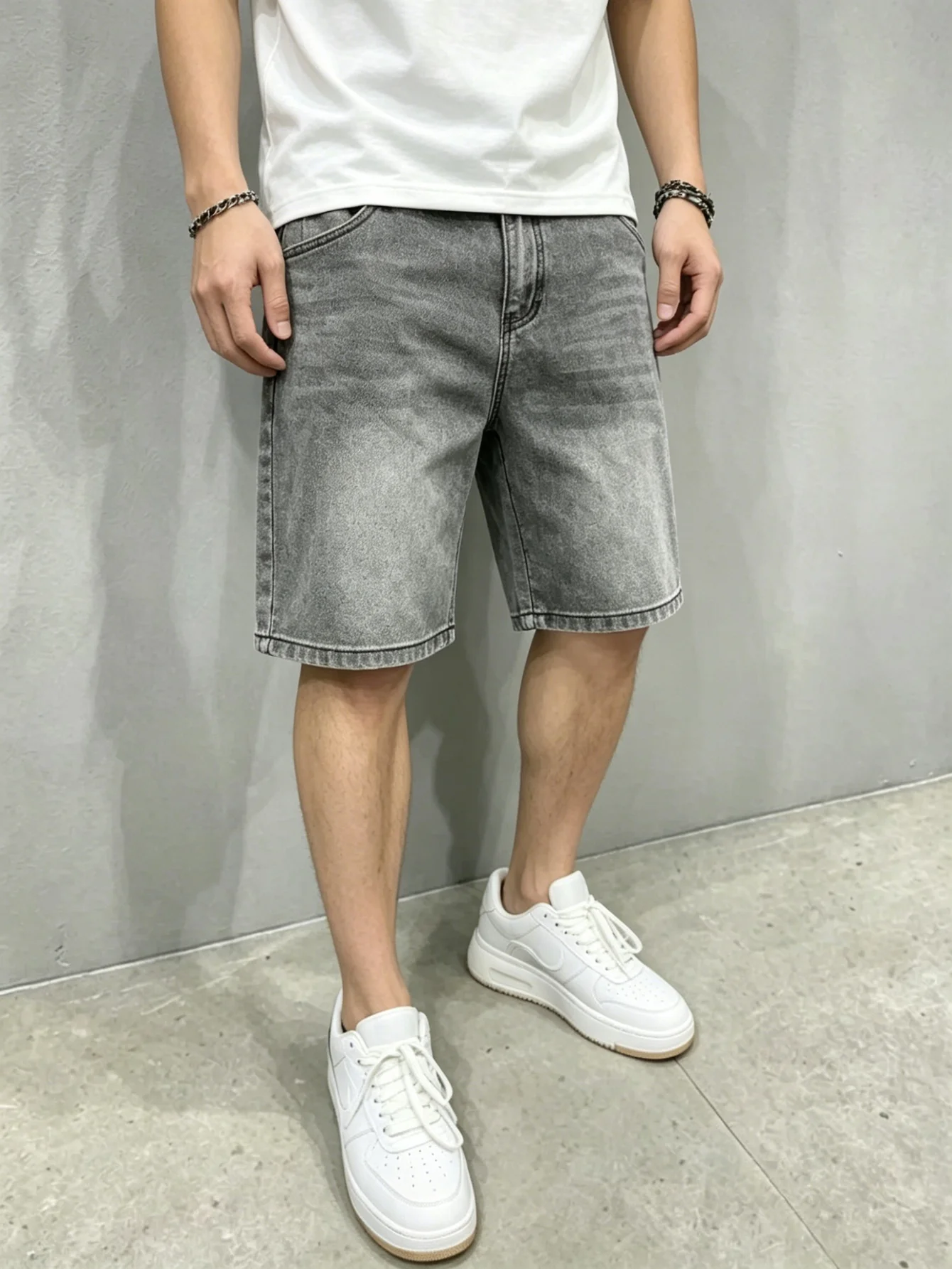 

Soft touch denim jorts loose fit solid shade relaxed silhouette leisure daily short bottoms