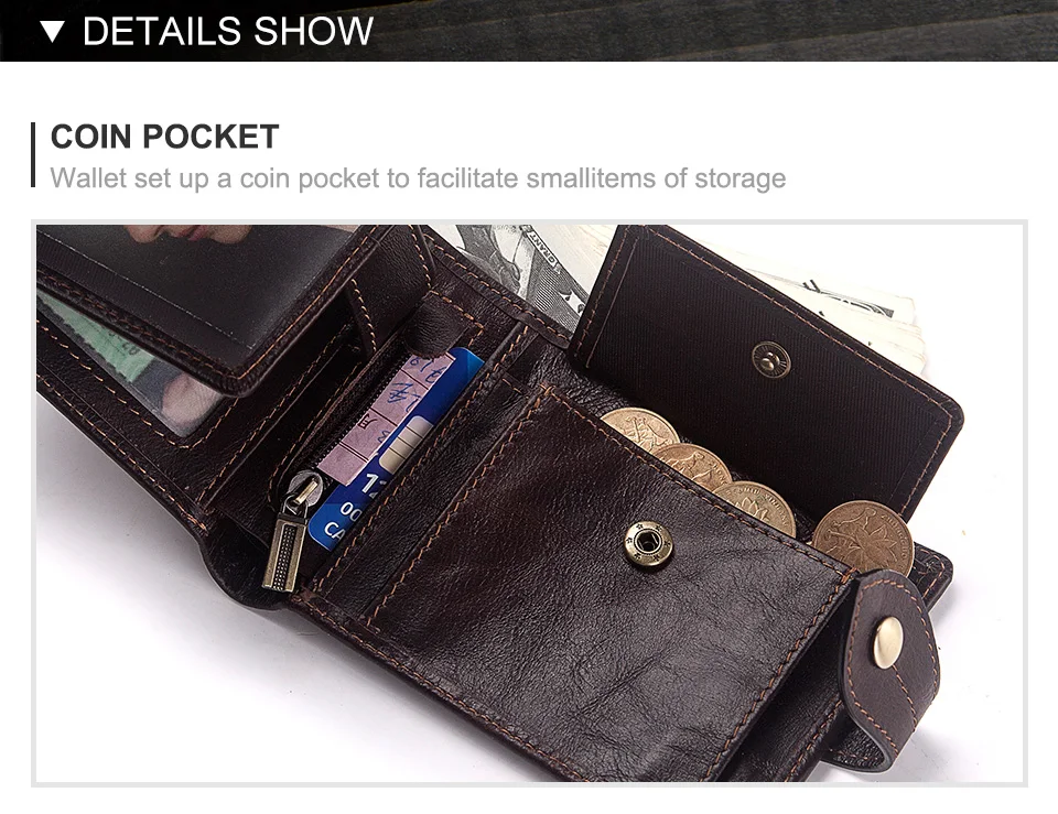 HUMERPAUL Luxuriöses 100 % echtes Leder-Geldbörse für Herren, schmal, minimalistisch, langlebig, mit Geldbörse, Münzfach, blockierendes Kreditkartenetui – Detail 5
