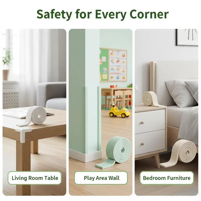 High Elastic Baby Safety Edge Bumper Strip W Shaped Thick Soft Cushion for Home Table Desk Corner Anti-collision