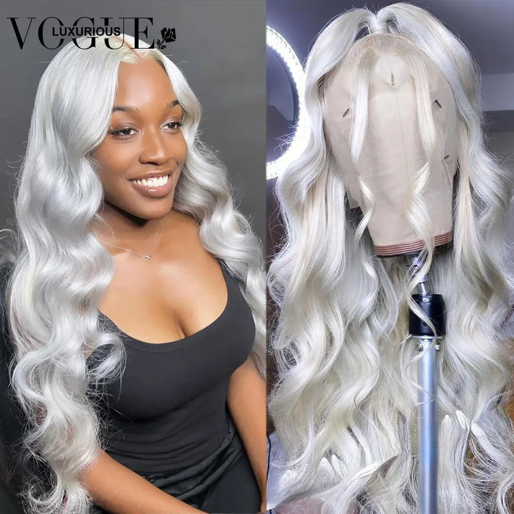 

13×4 Platinum Ash Blonde Body Wave Wig Brazilian Virgin Human Hair Wigs For Women Preplucked Transparent Lace Frontal Wigs