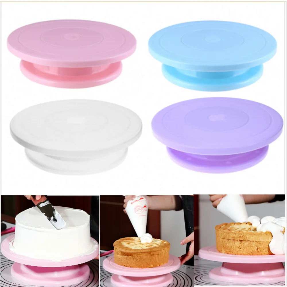 Plastic Cake Turntable Rotating Stable Anti-skid Round Cake Stand Pastry Decorating Table Kitchen DIY Baking Accessories Tools