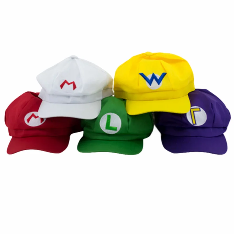 New Game Anime Super Mario Bros Baseball Cap Luigi Wario Waluigi Cosplay Hat Plumber Canvas Adult Sunhat Party Masquerade Prop