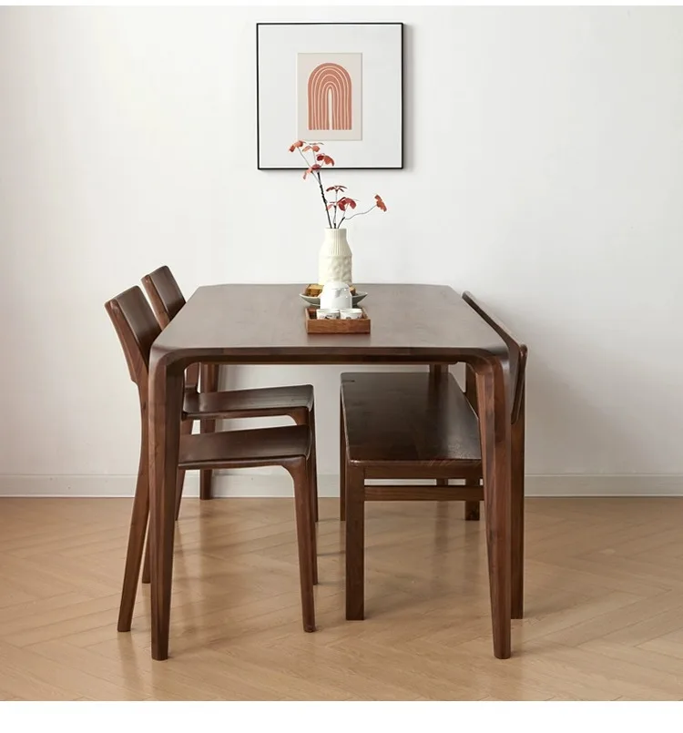 LMM rettangolare leggero lusso semplice casa moderna tutto in legno massello tavolo da pranzo mobili da scrivania in legno