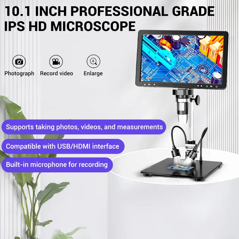 مجهر Mustool DM1210 مع شاشة IPS LCD عالية الدقة مقاس 1.1 بوصة، ضوء LED قابل للتعديل، تصوير عالي الجودة وCMO
