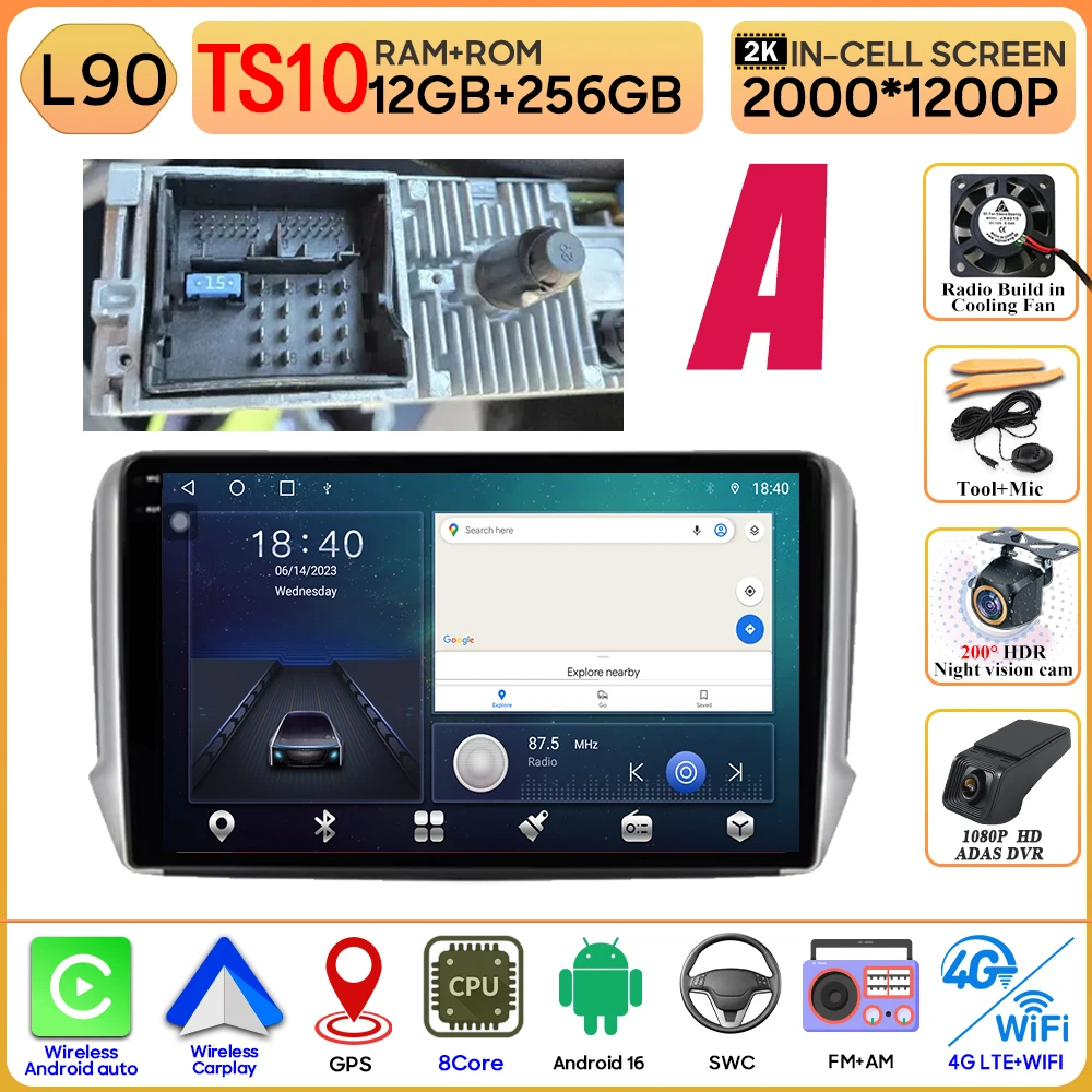 Android 16 GPS Navigatie Voor Peugeot 2008 208 Serie 2012 - 2018 Carplay Autoradio Multimedia Speler Stereo Video BT 2 k Scherm