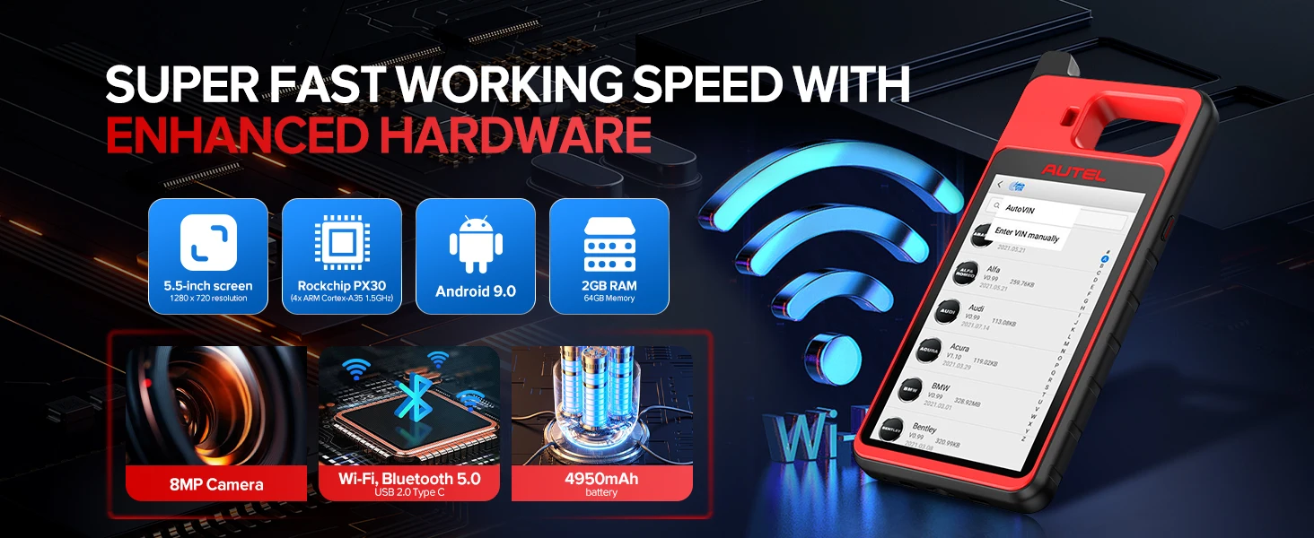 Autel MaxiIM KM100X KM100 KM100E Schlüsselanhänger-Programmiergerät Wegfahrsperre Neues Auto-Diagnosescanner Drahtloses Auto-Tool 60s Schlüsselgenerierung OBD IMMO Schlüssellernfunktion Chip lesen/bearbeiten/klonen Lebenslange kostenlose Updates Auto VIN & Scan VIN/Kennzeichen Android 9.0 2+64GB 5,5 Zoll – Detail 6