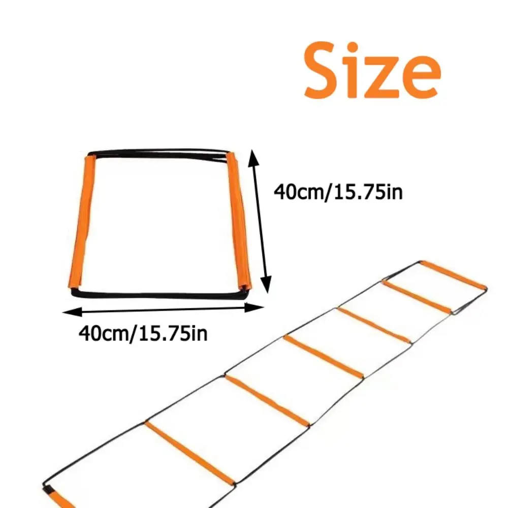 Orange Agile Ladder Instant Set-up Foldable Soccer Speed Ladder Multifunctional Carbon Steel Footwork Training Jump Ladder Kids