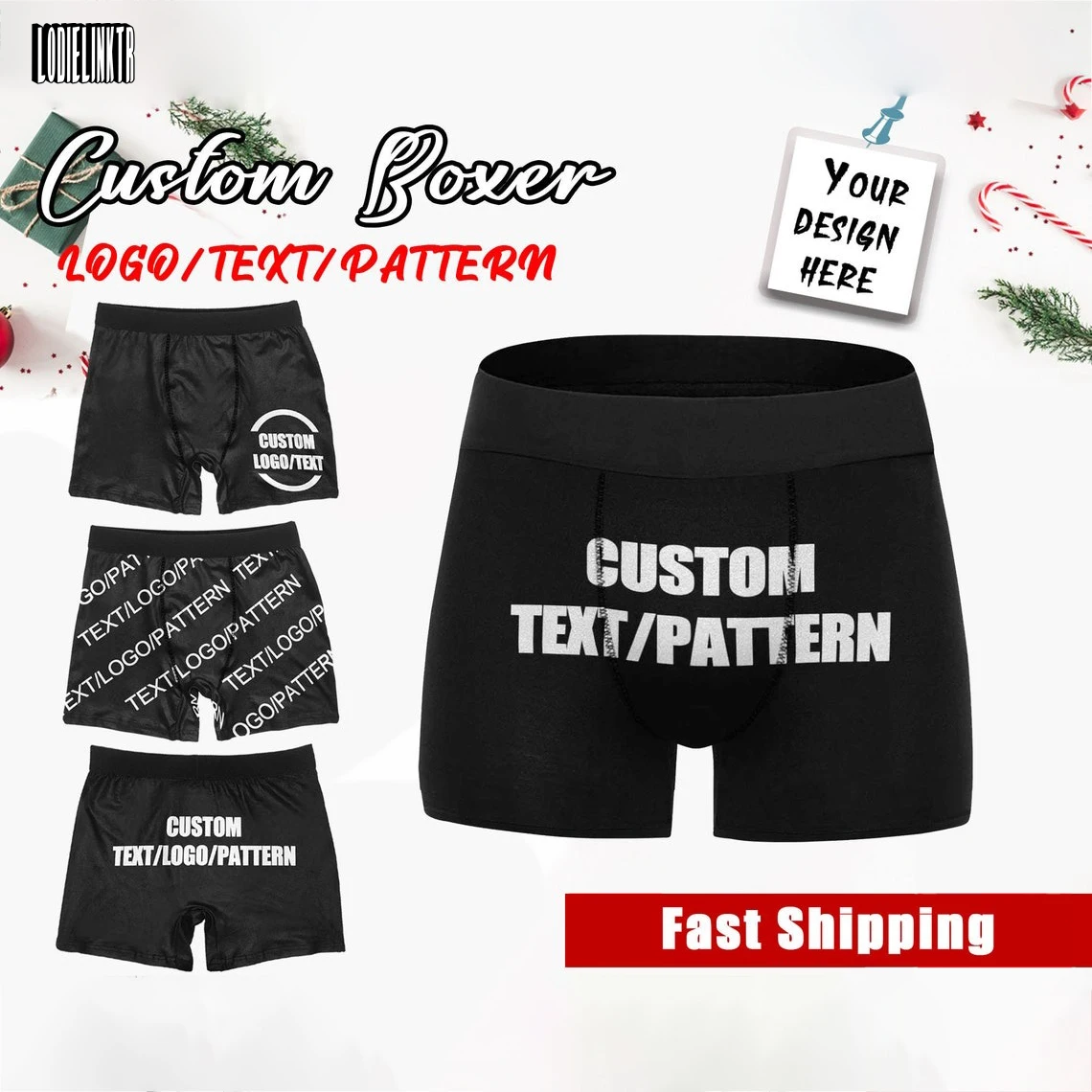 

Personalized Boxers For Men Custom Boxers Shorts Custom Boxes With Logo/Text/Pattern Birthday/Anniversary/Valentine's Day Gift