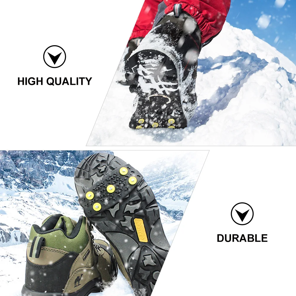 

2 Sets Outdoor Ice Grippers Anti-Slip Shoe Covers Snow Spiked Climbing Crampons Replaceable Metal Spikes Durable Slip-On Grips