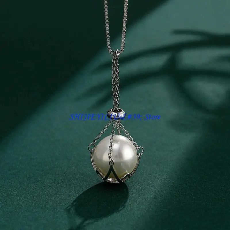 E21F Creative Design Hollowed Out Necklace Charm Holder Bracket Trendy Pearls Pendant Buckle Accessories for Fashion-forward