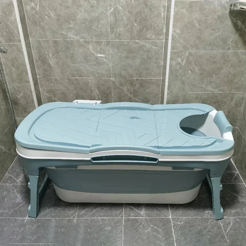 Adult Home Folding Bathtubs Comfortable Full-body Bathtubs Portable Bath Bucket Thickened Plastic   Barrel with Armrests GM