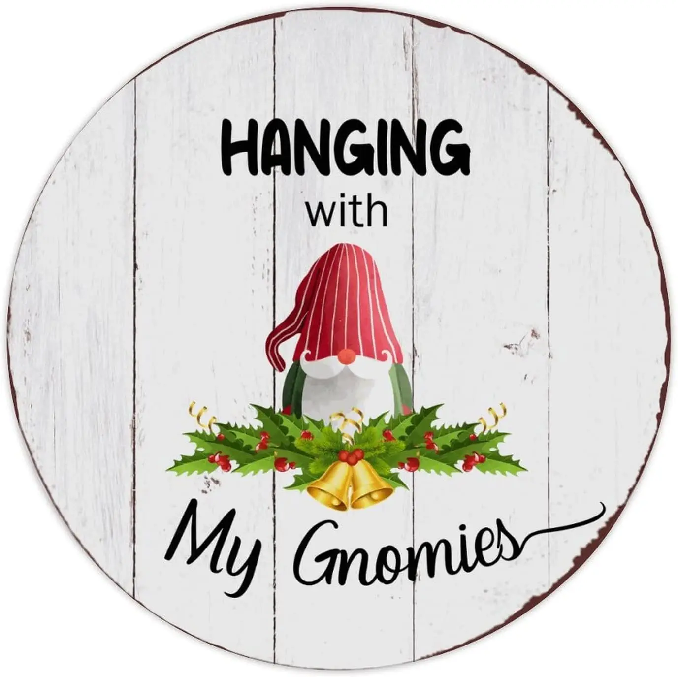 Merry Christmas ป้ายแขวน My Gnomies ป้ายดีบุกคริสต์มาส Gnome Pine Twigs ป้ายโลหะสนิม Party Welcome Sign Parch Hangin