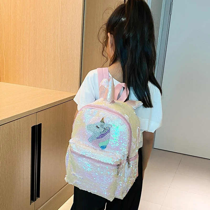 

Kids' Unicorn Backpack - Lightweight Large Capacity Glitter Sequin Backpack for Girls