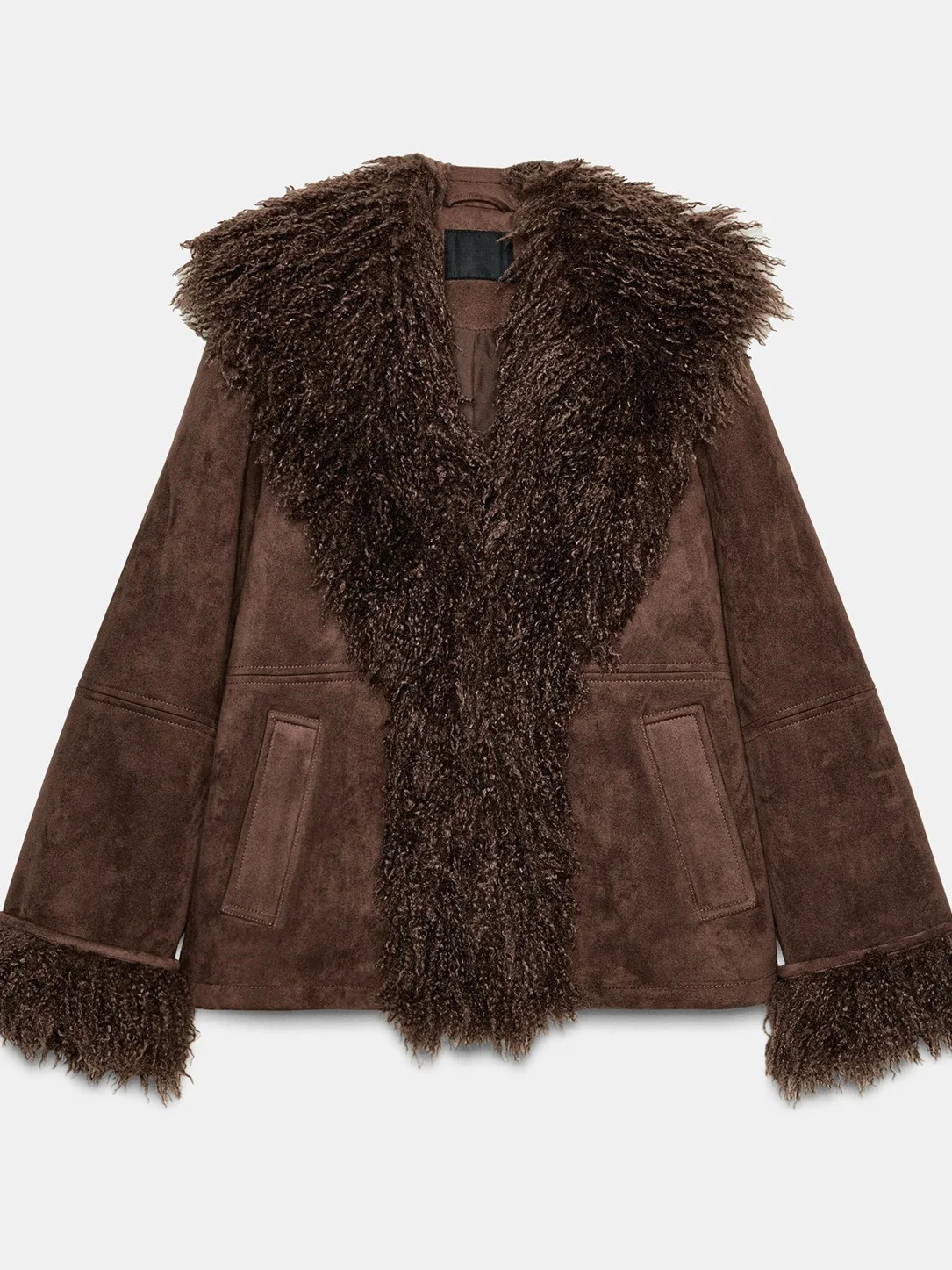 Ele Doppelseitiger Kunstfell-Effekt Jaet New Autumn Faion Damen-Oberbekleidung Long Sve Stand Fit Chinesisch hergestellt