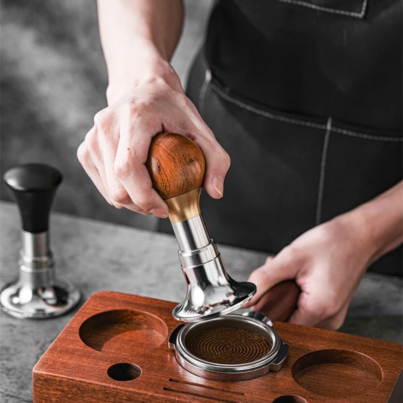 51/53.35/58.5MM Coffee Impact Tamper Constant The Force Tamper with Calibrated Spring Loaded Variable Pressure Coffee Hammer