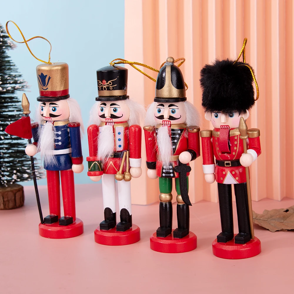 6PCS Merry Christmas Decoration Nutcracker Soldier Children's Gift Wooden Puppet Doll Desktop Ornament New Year Home Decoration