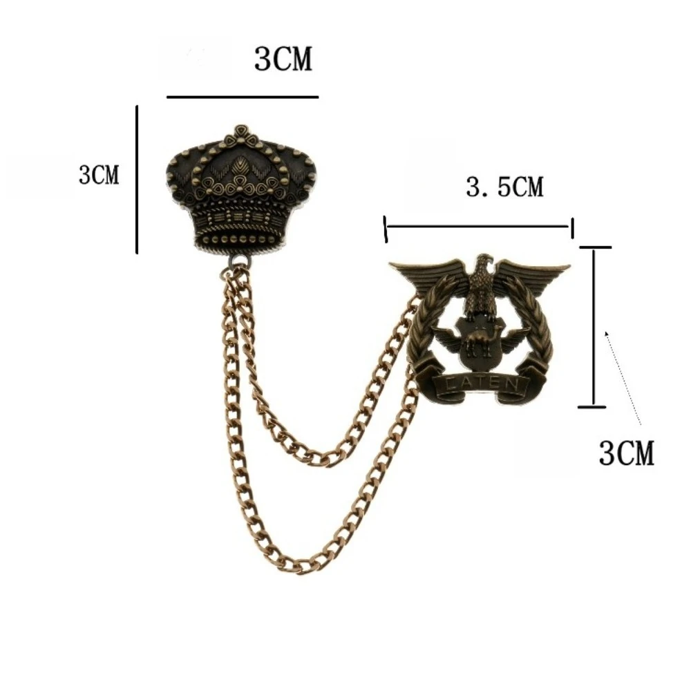 Vintage Men's Badge Crown Chain Tassel Collar Flower Accessory Suit Collar Button Small Pin