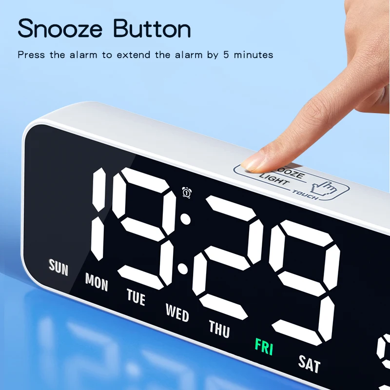 Timess Large Display Digital Alarm Clock with Dual Alarm, Snooze, Temperature Humidity, Week Display, 3 Brightness Levels, Usb-C Powered