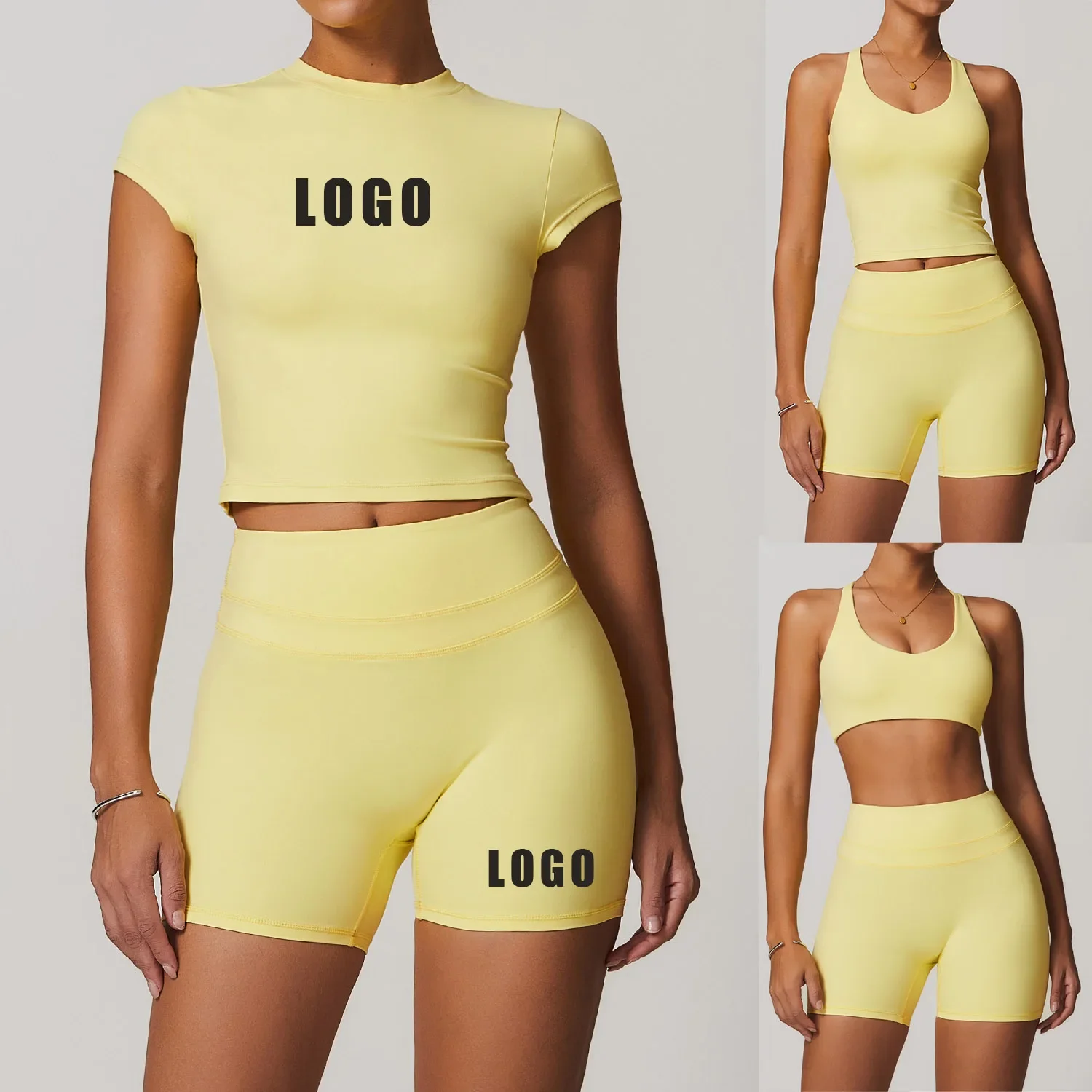 

Customized LOGO women's grinding tight back yoga suit high waist running fitness cycling sports suit