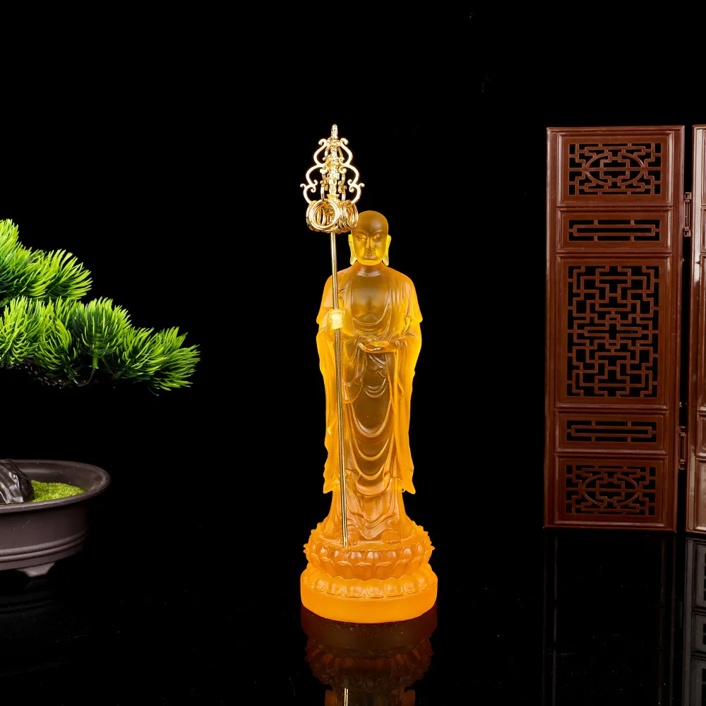 HYS Xiaojizang King Bodhisattva Water Glazed Buddha Statue Temple Pantheon Statue Home Offering Ornament