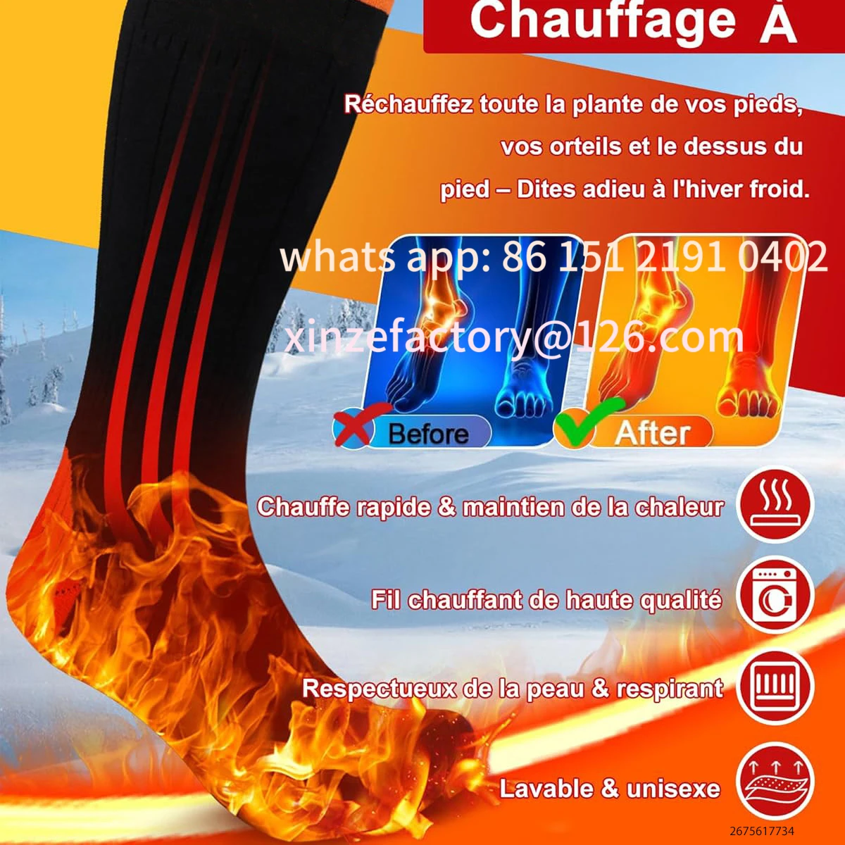 

Customizable With 5000mah Battery Anti-Cold Men Women Thermal Heated Foot Warmer Outdoor Camping Ski Sports Winter