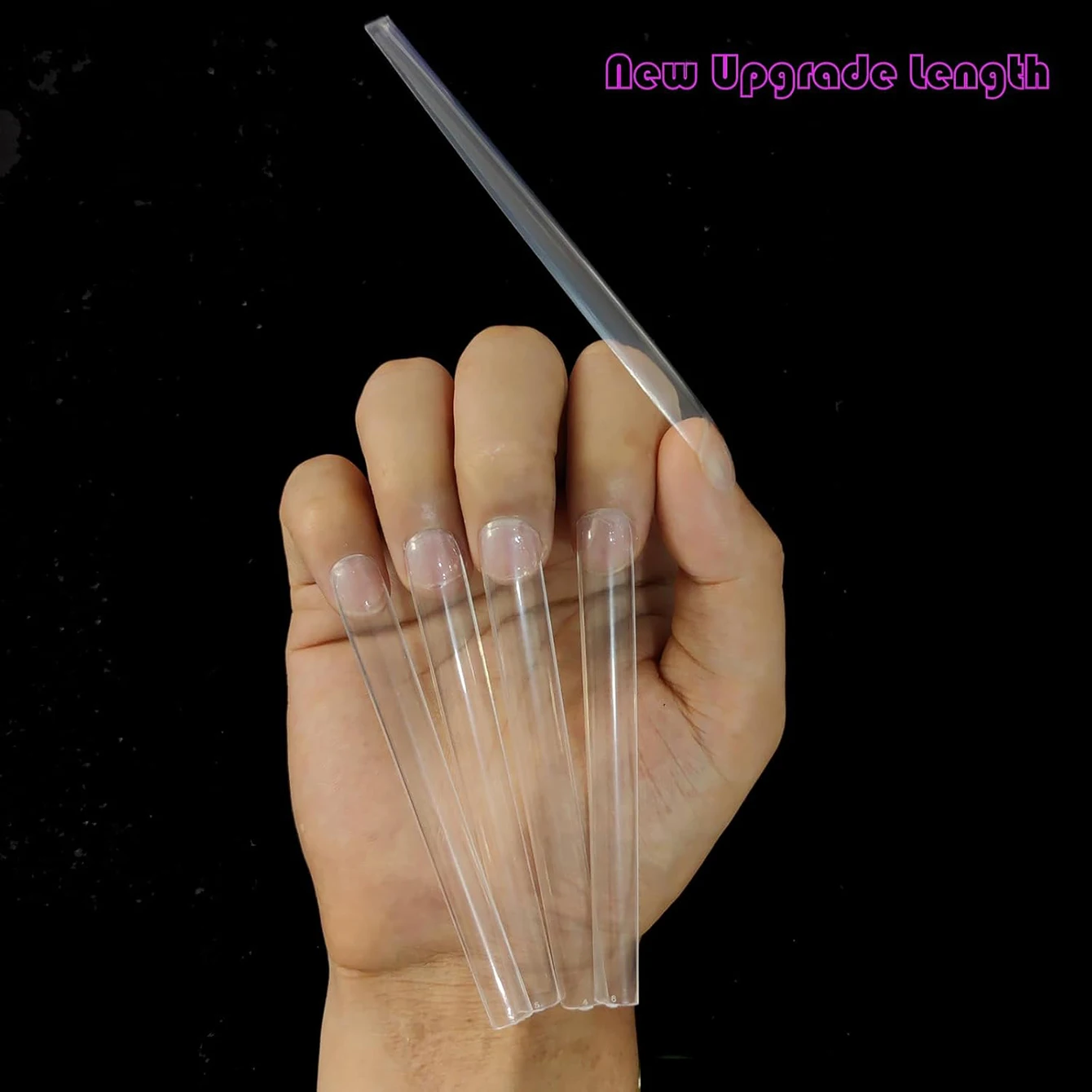 120 STKS Transparant Acryl Nagel Met Ultra Lange Rechte Conische Vierkante Half Cover Nagel Tip Geschikt Voor Diy Nail Art
