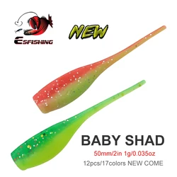 ESFISHING  Baby Shad 50mm Soft Bait Pesca Artificial Fishing Lures Tackle needle tail worm lure