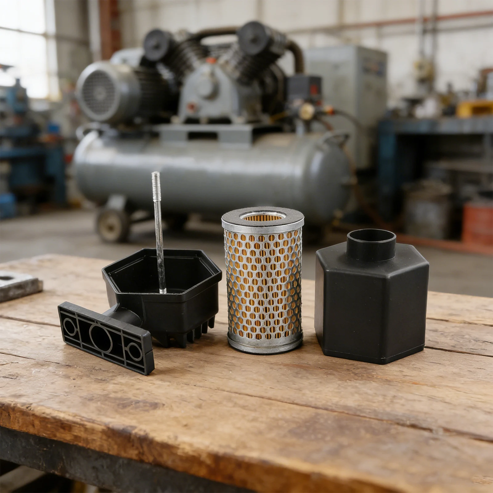 Replacement Filter for 2090 Hexagonal Twin Cylinder Air Compressor Featuring Noise Reduction and Dust Filtration Capabilities