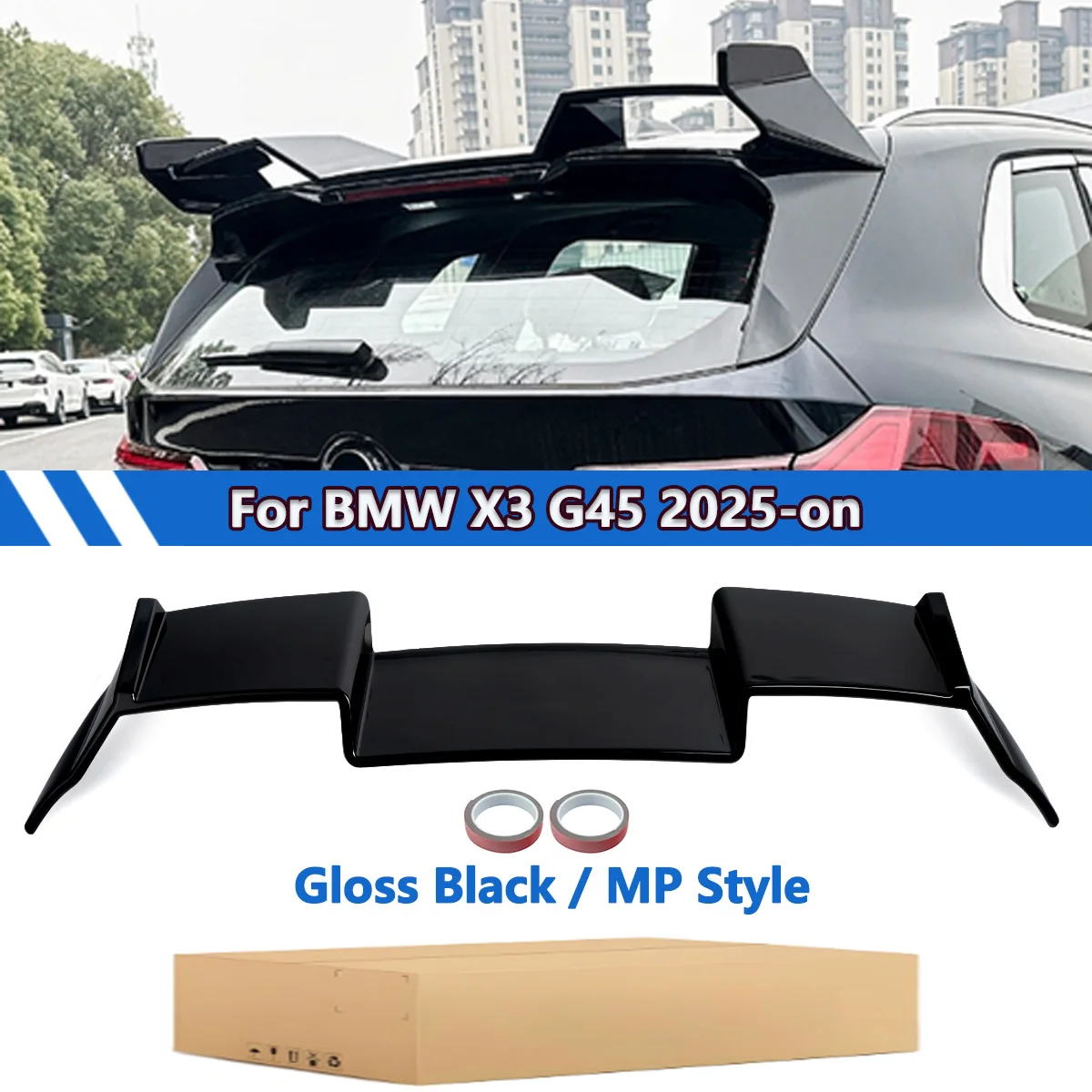 Glänzend Schwarz für BMW X3 G45 M50i XDrive30 Sport 4-Türer 2025 MP-Style Heck-Dachflügel-Splitter Kofferraum-Spoiler Exterieur-Teile Karosserie-Kit
